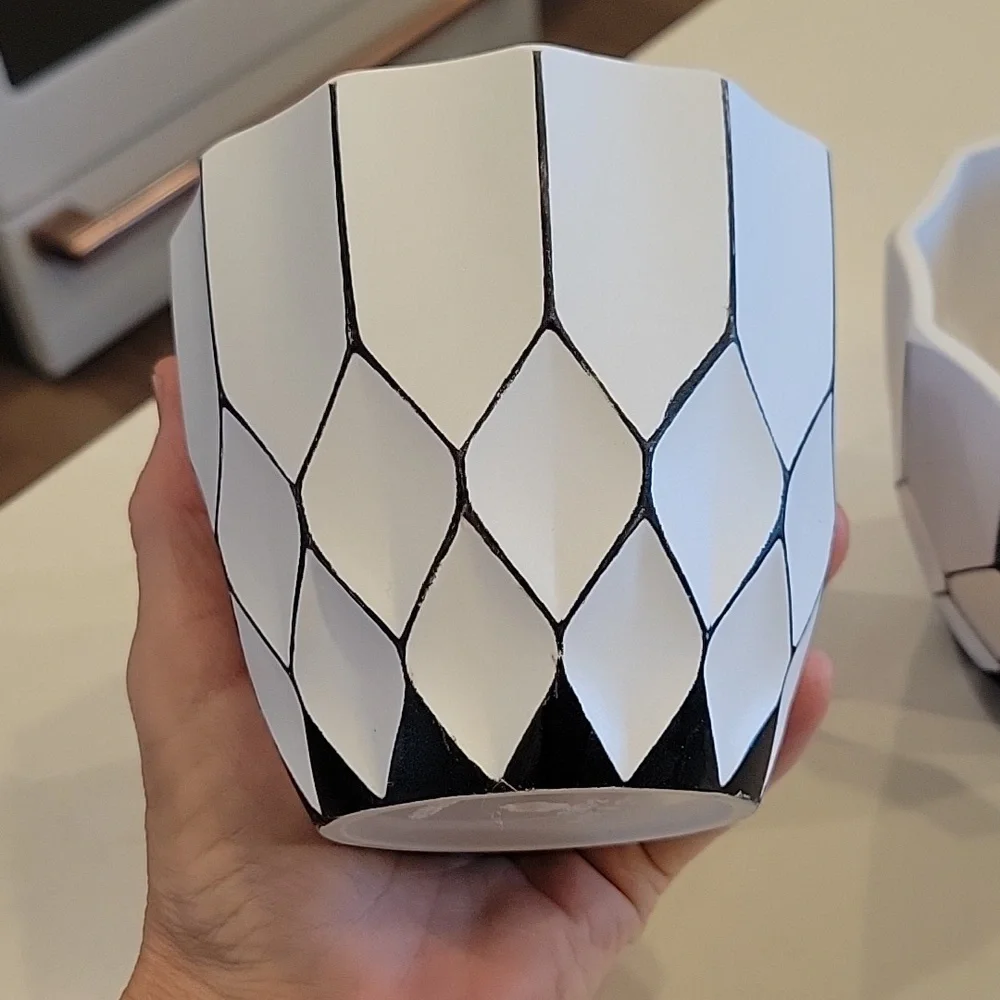 IKEA White and Black Ceramic Planter Trio